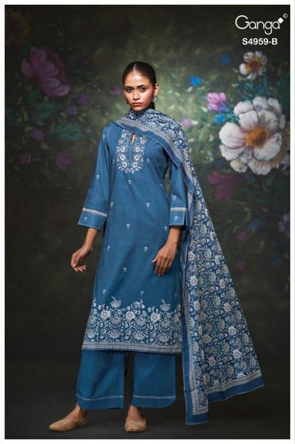 Ganga kivira 4959 unstitched dress materials wholesalers in mumbai